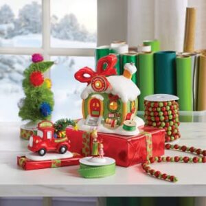 Department 56 Dr. Seuss The Grinch Village Every Who's Ribbon and Bows Lit Building, 6.93 Inch, Multicolor