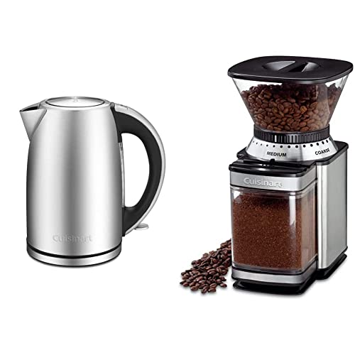 Cuisinart JK-17P1 Cordless-Electric-Kettle, 1.7-Liter, Stainless Steel & DBM-8 Supreme Grind Automatic Burr Mill