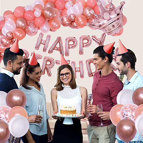 30th Birthday Decorations for Women, 40in Rose Gold 30th Birthday Balloons Party Supplies, 94pcs Happy 30th Birthday Party Decorations Women Pink White Rose Gold Balloon Arch Kit Champagne Balloon