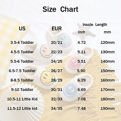 COVS Cute Kids Smile Face Slippers for Girls Boys Soft Plush Happy Face Slippers Non-Slip Toddler Warm House Slippers Little kids smile slippers Indoor Outdoor（Pink 20/21）