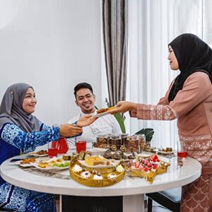 YumSur Eid Mubarak Moon Star Tray, Islam Muslim Al-Fitr Iftar Party Food Serving Tray, Ramadan Metal Platters Table Decor for Breakfast Dinner Dessert Pastry Display Holder Decoration Ornament