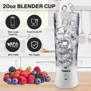 Portable Blender, Personal Size Blender for Shakes and Smoothies, Blender with 6 Blades, 20oz Mini Mixer Rechargeable for Kitchen/Gym/Travel/Office, BPA-Free,White