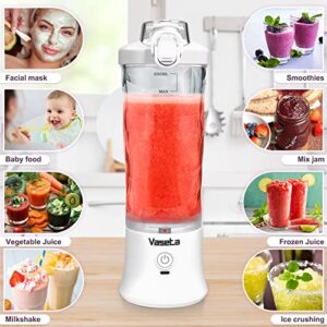 Portable Blender, Personal Size Blender for Shakes and Smoothies, Blender with 6 Blades, 20oz Mini Mixer Rechargeable for Kitchen/Gym/Travel/Office, BPA-Free,White