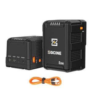 zgcine s200 v-mount battery 199wh 14.8v with dual dc/usb-c/d-tap ports for video camera camcorder broadcast,v-lock battery compatible with bmpcc 4k 6k pro/zcam/canon eos r5c/sony fx3