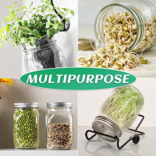 Seed Sprouting Jar Kit with 1 Wide Mouth Mason Jars Bean Sprouts Growing Kit Microgreens Growing Jar with Mesh Screen Lids Sprouter Sprouts Maker for Growing Broccoli, Alfalfa, Mung Bean