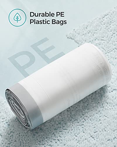 SONGMICS Small Trash Bags for 6.6 Gallon Trash Cans, Drawstring Garbage Bags, Liner Code 025A, 3 Rolls, 120 Count, White UKRB025A03