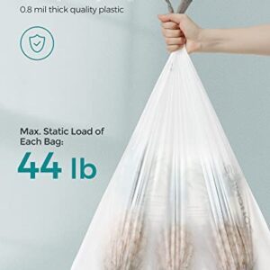 SONGMICS Small Trash Bags for 6.6 Gallon Trash Cans, Drawstring Garbage Bags, Liner Code 025A, 3 Rolls, 120 Count, White UKRB025A03