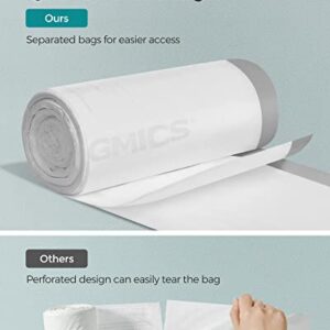 SONGMICS Small Trash Bags for 6.6 Gallon Trash Cans, Drawstring Garbage Bags, Liner Code 025A, 3 Rolls, 120 Count, White UKRB025A03