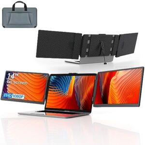 ficihp 14” triple portable monitor for laptop, dual triple monitor laptop 1080p fhd ips with type-c/hdmi/usb-a, plug-play laptop monitor screen extender for 13-16" laptop, compatible with mac/android