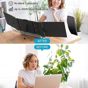 FICIHP 14” Triple Portable Monitor for Laptop, Dual Triple Monitor Laptop 1080P FHD IPS with Type-C/HDMI/USB-A, Plug-Play Laptop Monitor Screen Extender for 13-16" Laptop, Compatible with Mac/Android