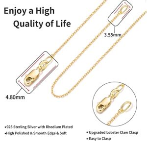 Jewlpire 18K Over Gold Chain Necklace for Women Girls, 1.2mm Cable Chain Gold Chain Thin & Dainty & Sturdy Women's Chain Necklaces 24inch