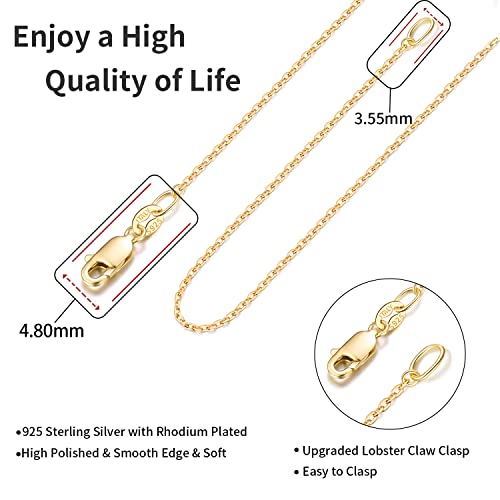 Jewlpire 18K Over Gold Chain Necklace for Women Girls, 1.2mm Cable Chain Gold Chain Thin & Dainty & Sturdy Women's Chain Necklaces 24inch