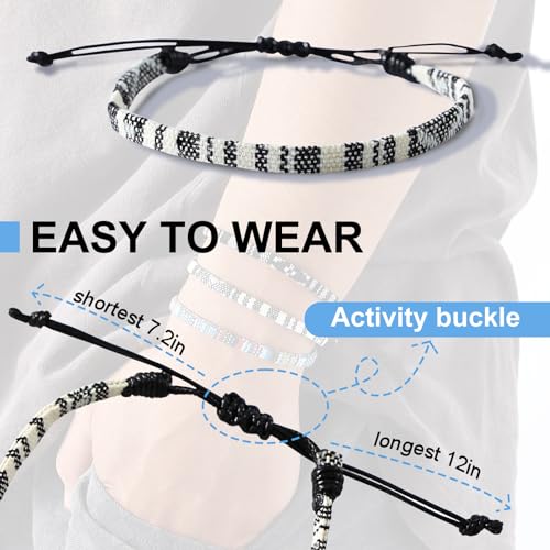 Mens Bracelet set Handmade Adjustable Size Easy to Wear Waterproof Bracelets Suitable for Surfer Suitable for Men as Gift (B)
