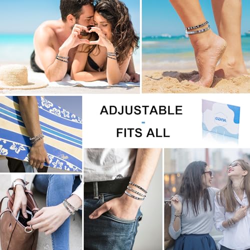 Mens Bracelet set Handmade Adjustable Size Easy to Wear Waterproof Bracelets Suitable for Surfer Suitable for Men as Gift (B)