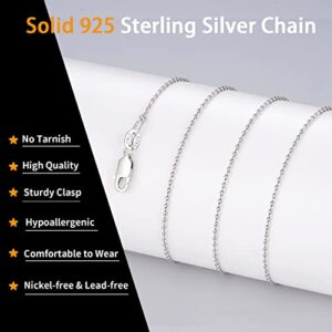 Jewlpire Solid 925 Sterling Silver Chain Necklace for Women Girls, 1.3mm Cable Chain Silver Chain for Women Thin & Dainty & Shiny Women's Chain Necklaces 18inch