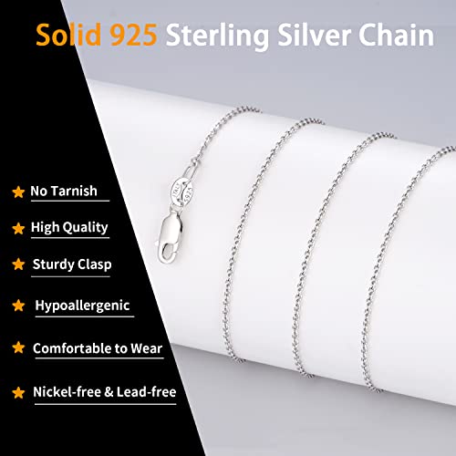 Jewlpire Solid 925 Sterling Silver Chain Necklace for Women Girls, 1.3mm Cable Chain Silver Chain for Women Thin & Dainty & Shiny Women's Chain Necklaces 18inch