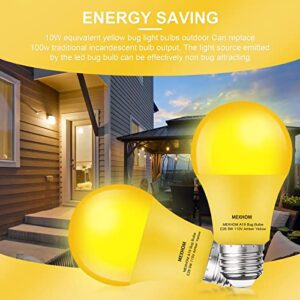 Mexhom 2 Pack Yellow Bug Light Bulbs Outdoor 9w(Equivalent100W) 110V E26 Bug Light for Outside Non Dimmable A19 LED Bug Light Bulbs for Porch Light, Backyard,Garden