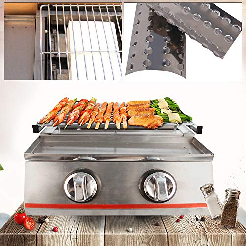 Portable Grill, 2-Burner Grill LPG Gas BBQ Grill, Tabletop Smokeless Outdoor Barbecue Cooker, for Parties, Backyard Barbeques, Camping, Tailgating or Picnicking