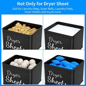 RuiNuyoah Farmhouse Metal Dryer Sheets Holder with Lid for Laundry Room Decor and Accessories, Modern Dryer Sheet Container for Storage and Organization, Large Dryer Sheet Dispenser Black