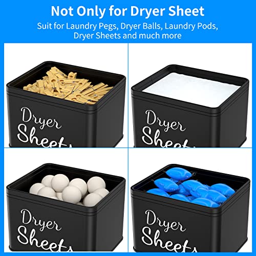 RuiNuyoah Farmhouse Metal Dryer Sheets Holder with Lid for Laundry Room Decor and Accessories, Modern Dryer Sheet Container for Storage and Organization, Large Dryer Sheet Dispenser Black