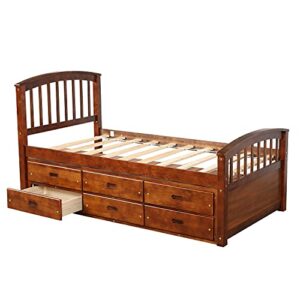 Merax Orisfur. Twin Size Platform Storage Bed Solid Wood Bed with 6 Drawers