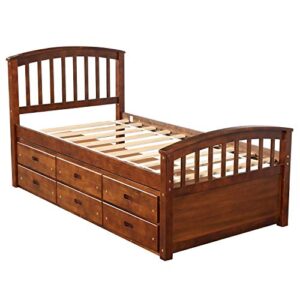 Merax Orisfur. Twin Size Platform Storage Bed Solid Wood Bed with 6 Drawers