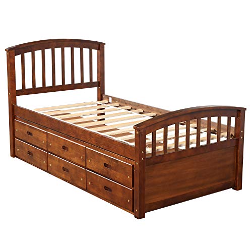 Merax Orisfur. Twin Size Platform Storage Bed Solid Wood Bed with 6 Drawers