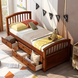merax orisfur. twin size platform storage bed solid wood bed with 6 drawers