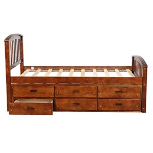 Merax Orisfur. Twin Size Platform Storage Bed Solid Wood Bed with 6 Drawers