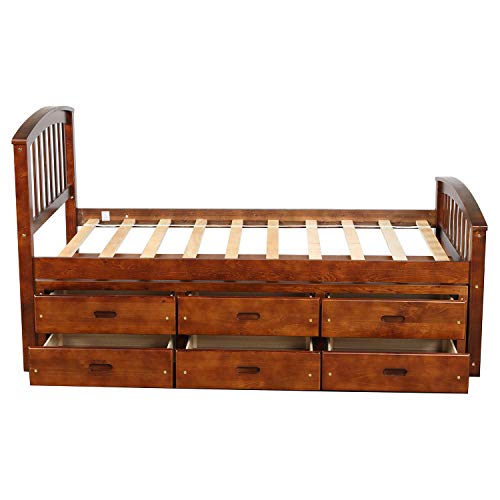 Merax Orisfur. Twin Size Platform Storage Bed Solid Wood Bed with 6 Drawers