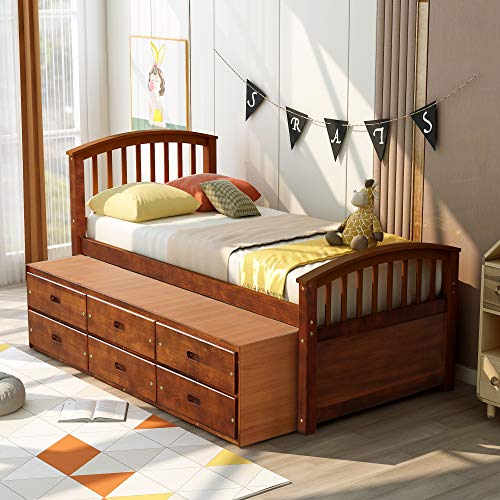Merax Orisfur. Twin Size Platform Storage Bed Solid Wood Bed with 6 Drawers
