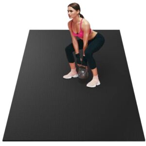 elevens large exercise mat 9 x 6 ft 7mm thick premium ultra-durable non-slip workout mat for home gym flooring, ideal for cardio, fitness, non-toxic, non-slip barefoot exercise yoga mat black
