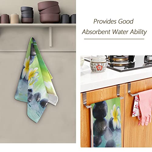 Bamboo Hand Bath Towel Set of 2 Concept Zen Basalt Stones Face Towels Kitchen Dishcloth Washcloths Soft Absorbent Quick Dry for Bathroom Yoga Decor 30x15 in