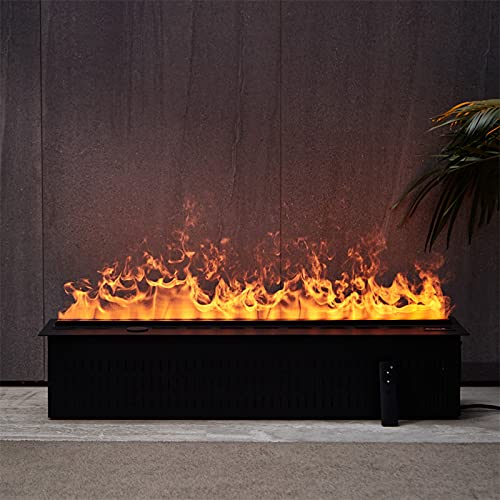 Fake flame fireplace Decorative fireplace Electric Fireplace Ultra-thin Panel Recessed Mounted ​Electric Fireplace with Remote Control, 3D Long Flame，L 31.5"×W 9.4" ×H 7.9" (Matte Black) Electric fire
