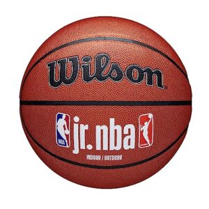 wilson basketball, jr. nba family, outdoor and indoor, purefeel cover, size: 6, white/brown