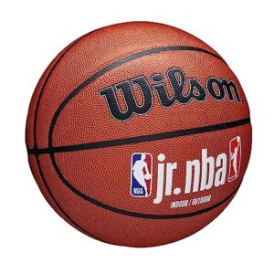 Wilson Basketball, Jr. NBA Family, Outdoor and Indoor, PureFeel Cover, Size: 6, White/Brown