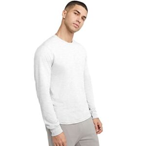 Hanes Originals Long Sleeve Cotton T-Shirt, Classic Crewneck Tee for Men, White, Large