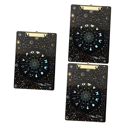 3pcs Portable Clip Document Fashion Paper Exam Low Convenient Pattern Practical Storage Teacher for Office Board Writing Decorative Clipboards with File