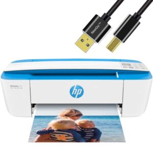 hp deskjet wireless color inkjet printer all-in-one with lcd display - print scan copy and mobile printing ultra compact neego 6 ft printer cable, blue