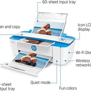 HP DeskJet Wireless Color Inkjet Printer All-in-One with LCD Display - Print Scan Copy and Mobile Printing Ultra Compact NeeGo 6 ft Printer Cable, Blue