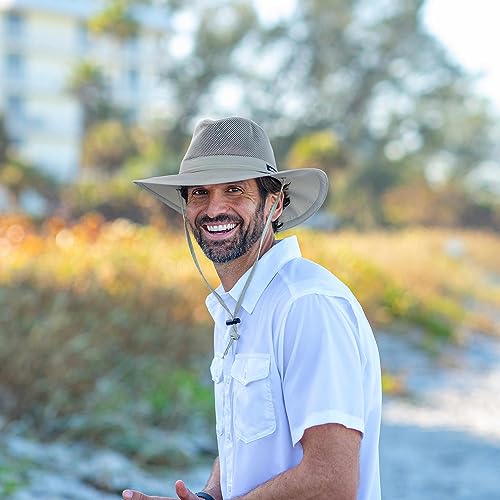 Mesh Crown Safari Sun Hat, 3" Brim, Adjustable Chin Cord, UPF (SPF) 50+ Sun Protection Khaki