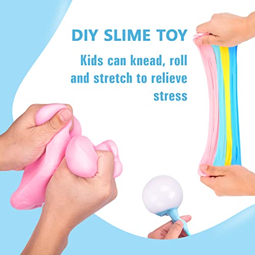 7 Pack Butter Slime Kit, Including Lemon, Cherry, Apple and Watermelon Slime Accessories, Soft and Non-Sticky for Girls Boys Party Toys, Super Cute Stress Kids Relief Toys