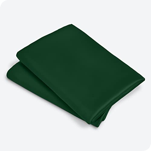 Bare Home Poly Satin Pillowcases for Hair and Skin - 2 Pack Standard/Queen - Luxury Pillowcases - Envelope Enclosure - Soft and Smooth Satin - Breathable - Similar to Silk (Forest Green, 2 Pack)