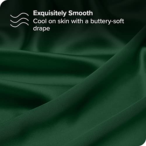 Bare Home Poly Satin Pillowcases for Hair and Skin - 2 Pack Standard/Queen - Luxury Pillowcases - Envelope Enclosure - Soft and Smooth Satin - Breathable - Similar to Silk (Forest Green, 2 Pack)