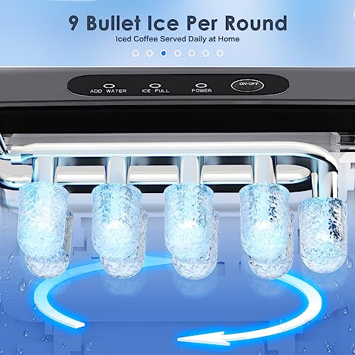 Xbeauty Countertop Ice Maker Machine 6-Minute Fast Bullet Ice Simple Handle Automatic Cleaning Suitable for Household Small Student Dormitory and Bar Party-Black