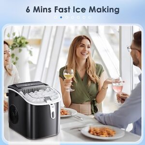 Xbeauty Countertop Ice Maker Machine 6-Minute Fast Bullet Ice Simple Handle Automatic Cleaning Suitable for Household Small Student Dormitory and Bar Party-Black