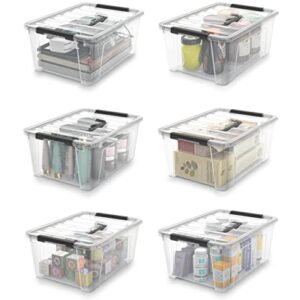 WYT Clear Storage Latch Bins, 6-Pack Storage Organizer Box with Handle and Lids, 5-Litre