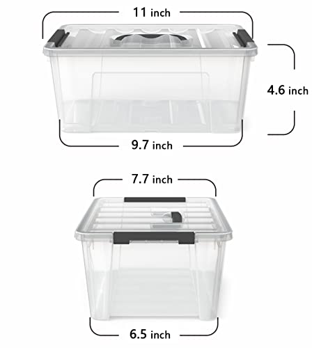 WYT Clear Storage Latch Bins, 6-Pack Storage Organizer Box with Handle and Lids, 5-Litre