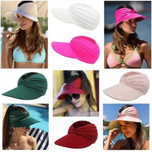 Sun Visor Ponytail Hat for Women Packable Wide Brim Summer Hat with Uv Protection for Sports Golf Tennis Running Black