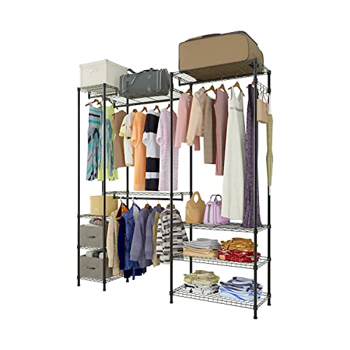 QORYX QR 5, Closet Organizer Metal Garment Rack Portable Clothes Hanger Home Shelf (70.5 x 15.7 x 76.8) ” , Powder Coating , Carbon steel, Black